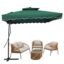 THESHELTERS - Side Pole Square Outdoor Garden Umbrella 9ft (2.2 x 2.2 sq mtr) with Cross Metal Stand | Double Top Patio Umbrella for Outdoor lawn, Patio, Beach, Party, Resorts