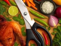 Top Chef All-Purpose Kitchen Scissors | Korean Kitchen Shears for Meat, Fish, Vegetables, Herbs & BBQ | Heavy-Duty 3Cr13 Stainless Steel (Black)