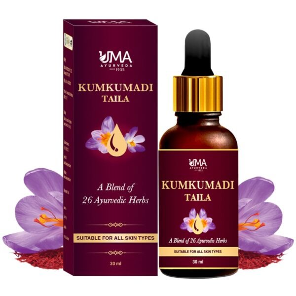 Uma Ayurveda Kumkumadi Tailam Face Oil 30 ml | Face Serum for Women Glowing Skin | Kumkumadi Oil for Face Massage | Kumkumathi Tailam for All Type Skin Enriched with Saffron and Sandalwood