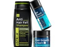 Ustraa Hair Care Kit (Anti Hair Fall Shampoo 250ml, Vitalizer 100ml & Cream 100g) with Redensyl, Amino Acids, Keratin, Biotin, Vitamins and Natural Extracts