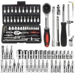 VERAT 46 in 1 Tool Kit/Screwdriver/Multi-Purpose Combination Tool Case Precision Socket Set/DIY Projects/Precision Screwdriver/Set for Game Console/Bike/Car/Home Tool Kit Set Wrench Set (Black)