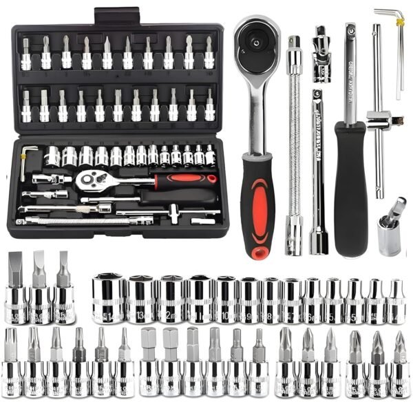 VERAT 46 in 1 Tool Kit/Screwdriver/Multi-Purpose Combination Tool Case Precision Socket Set/DIY Projects/Precision Screwdriver/Set for Game Console/Bike/Car/Home Tool Kit Set Wrench Set (Black)