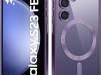 VONZEE Clear Logo Electroplating Transparent Case for Samsung Galaxy S23 FE 5G, Magnetic Plating [Support for MagSafe Charger] TPU Cover, Individual Camera Protection for Each Lens- Deep Purple