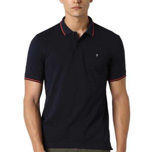 Van Heusen Men's Cotton Solid Regular Fit Collar Polo T-Shirt