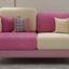Velvet Contemperory Sofa Couch with Cushion Chaise Lounge Sectional Perfect for Living Room & Bedroom Guests Home & Office (2 Seater Pink & Beige)