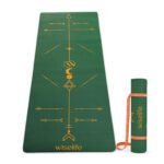 WiseLife TRUE Body BOHO Alignment Yoga Mat + Sleek Yoga Strap for Men & Women, Non-Slip, Extra Wide ECO TPE Exercise Mat for Home, Pilates, Gym & Fitness (Green 8mm)