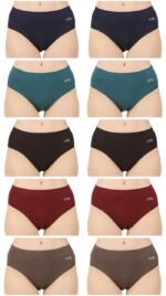 Womens Cotton Panty (Pack of 10), Plain, Assorted Colour, Inner Elastic
