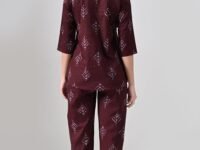 Women's Cotton Printed Night Wear Top and Bottom Night Suit Set