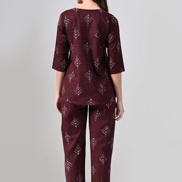 Women's Cotton Printed Night Wear Top and Bottom Night Suit Set