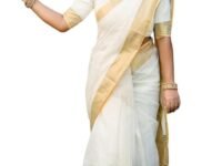 Women's Trendy Cotton Silk Saree With Blouse Material || Pongal Special South Indian Kerala Saree With Blouse Piece, White