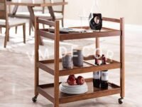 Wooden Wine cart Serving bar Trolley with Wheel Black Finish (20×13×27 inches, Black) Style 1021