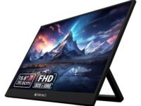 ZEBRONICS Pixigo A16, 15.6 inch Portable Monitor, FHD 1080p, 180° Adjustable Stand, Lightweight, 16:9 Aspect Ratio, 300Nits, 16.7M Colors, Dual Input - Type C + Mini HDMI, Built-in Speakers