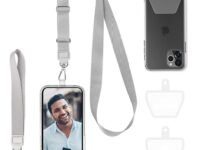 ZORBES® Phone Lanyard Phone Hand Strap Set Phone Neckstrap for All Phone Case Adjustable Grey Phone Sling with 2 Self-Adhesive Inserts Phone Sling Hand Strap, Not Includes Phone Case