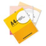 amazon basics A4 Loose Leaf Report Pad | Ruled | Pre Punched for Easy Filing | Tear Off Sheets | Multi-Colored Cover | Pack of 3 (100 Sheets Each)