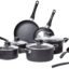 amazon basics Aluminum Non-Stick 15 Piece Cookware Set | 2-Way 3 Layer Non-Stick Coating | PFOA Free | High Temperature Resistant Exterior Coating, Black