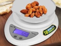iBELL Digital Kitchen Weighing Scale with LCD Display, Tare Function, up to 5KG, Portable Food Weight Machine for Health, Fitness, Home Baking & Cooking - KS501M (White)