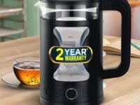 iBELL Gekb17M Black Glass Electric Kettle, Glass Kettle, 1500 Watts, 1.7 Litres, With Led Light, Tempered Glass, Auto Cut Off Function, 360 Degree Rotating Base, Black