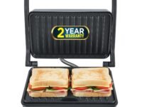 iBELL SM1515 Sandwich Maker with Floating Hinges, 1000Watt, Panini/Grill/Toast (Black)