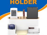 karomouj Multifunction Stationery Storage Box Desk Organizer with 6 Compartments Perfect for Office Supplies, Makeup Kit, Stationery, Mobile Holder and More! (Grey Color Pack Of 1)