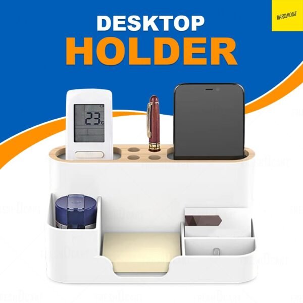 karomouj Multifunction Stationery Storage Box Desk Organizer with 6 Compartments Perfect for Office Supplies, Makeup Kit, Stationery, Mobile Holder and More! (Grey Color Pack Of 1)