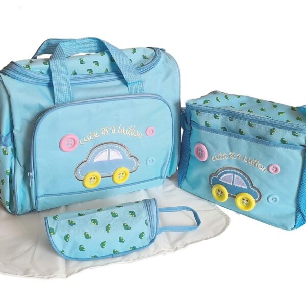 xcluma Women Baby Diaper Nappy Changing Baby Diaper Bag Mother Bag Mummy Bag Handbag (4 Pcs Set -Light Blue)