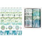 10 Rolls Washi Tape Set, Scrapbook Printing Masking Self Adhesive Tape Decorative Craft Supplies (Green)
