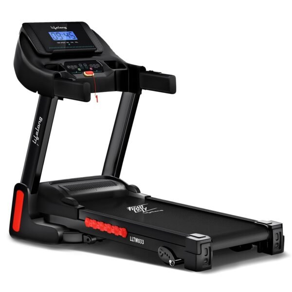 Lifelong FitPro Motorized Treadmill for Home (4HP Peak) | 3-Level Manual Incline | Rubberies Shock Absorption | Foldable Hydraulic | 12 Preset Workouts | 14km/hr | 100Kg | Bluetooth (LLTM033)