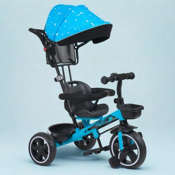 Luusa® TFT Hyper 500 PRO Canopy Plug N Play Tricycle/Baby Tricycle with Parental Control for Age Group 2+ Years Boys/Girls/Carrying Capacity Upto 30-KGS Proudly Made in India (ICE-Blue)