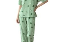 SMOWKLY Women’s Korean Style Night Suit Set | Cotton Half Sleeve Top & Pyjama Set | Round Neck Printed Nightsuit | Comfortable Nightwear & Loungewear for Women