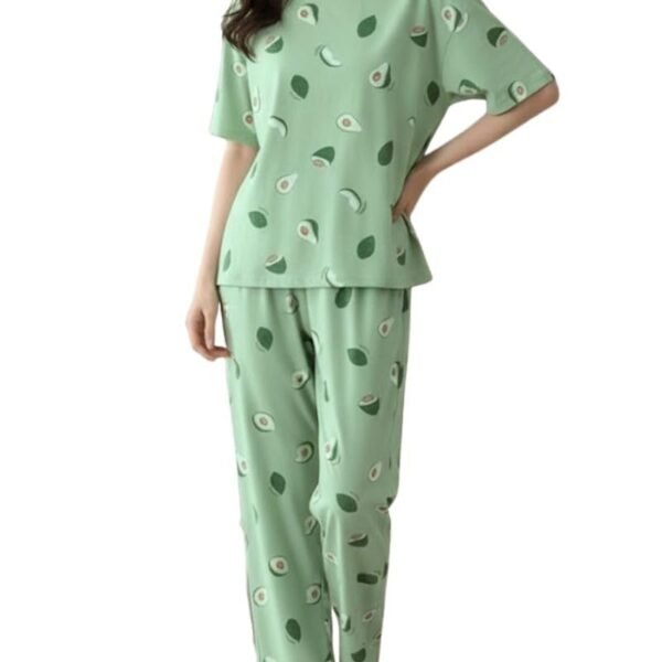SMOWKLY Women’s Korean Style Night Suit Set | Cotton Half Sleeve Top & Pyjama Set | Round Neck Printed Nightsuit | Comfortable Nightwear & Loungewear for Women