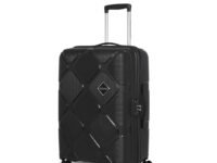 American Tourister Large Instavibe, 79 CM Trolley Bag for Travel Polypropelene Suitcase with Mounted TSA Lock, Double Wheels, Flexi Packing Straps, and Side Hooks for Men & Women - Black