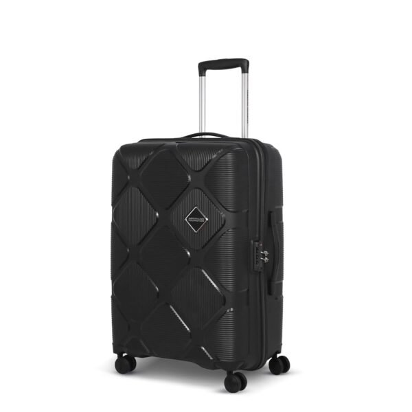 American Tourister Large Instavibe, 79 CM Trolley Bag for Travel Polypropelene Suitcase with Mounted TSA Lock, Double Wheels, Flexi Packing Straps, and Side Hooks for Men & Women - Black