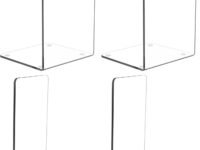 2 Pair(4pcs) Plastic Acrylic Bookends Pair Organizer Bookshelf Decor Decorative Bedroom Library Office School Supplies Stationery Gift (3.5x4.7x6.7 Inch)