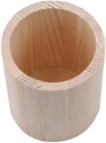 2 Pcs Unfinished Wood Pen Pencil Holder Container Stationery Case Office Desktop Organizer Storage Case Stationery Storage Box for School Office Supplies (Round Tube)