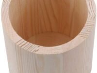 2 Pcs Unfinished Wood Pen Pencil Holder Container Stationery Case Office Desktop Organizer Storage Case Stationery Storage Box for School Office Supplies (Round Tube)