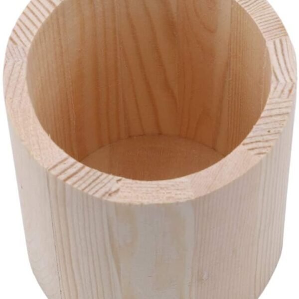 2 Pcs Unfinished Wood Pen Pencil Holder Container Stationery Case Office Desktop Organizer Storage Case Stationery Storage Box for School Office Supplies (Round Tube)