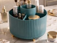 360 Degree Rotating Desk Organizer, Pencil Pen Stationary Holder Stand for Desk, Plastic Rotating Desk Pen stand with 5 Compartment, Art Supplies,Pencil Cup for Office,School,Home