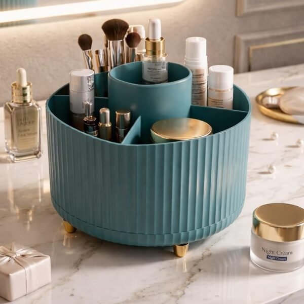 360 Degree Rotating Desk Organizer, Pencil Pen Stationary Holder Stand for Desk, Plastic Rotating Desk Pen stand with 5 Compartment, Art Supplies,Pencil Cup for Office,School,Home