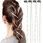 4 Pcs Premium Faux Pearls Hair Accessories Hand-made Imitation Pearl Hair Chains Hair Clip Wedding Artificial String of Pearls for Braids for Women,