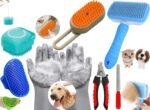 6-in-1 Pet Grooming Combo for Dogs & Cats | Bathing Brush, Silicone Shampoo Dispenser, Deshedding Glove, Slicker Brush, Nail Clipper & File | Complete Pet Cleaning, Bathing & Shedding Care Kit