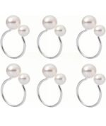 6PCS Napkin Rings Set, White Pearl Napkin Rings for Wedding Table Decor, Festive Dinner Setup, Home Decoration Upgrade, Suitable for Decorating Furniture