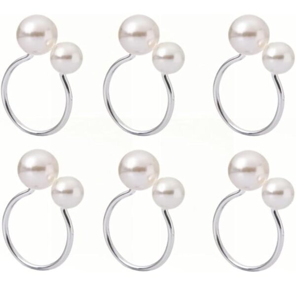 6PCS Napkin Rings Set, White Pearl Napkin Rings for Wedding Table Decor, Festive Dinner Setup, Home Decoration Upgrade, Suitable for Decorating Furniture