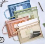 A4 Double Layer Document Organizer Bags with Zipper & Handle | Waterproof Mesh File Pouch for School, Office, Travel, Home Storage | Letter Size Stationery Holder (Multicolor).