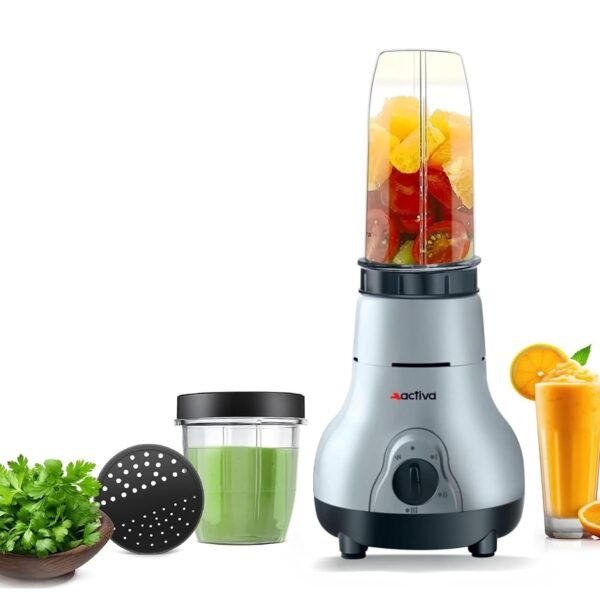 ACTIVA Easy Mix Nutri Mixer Grinder 500W with 2 Jars for Smoothies, Chutney & Shakes, Shock Proof ABS Body, Nano Grinding Technology, 2 Years Warranty (Black)