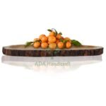 ADA Handicraft Pakka Mango Wood Handmade & Handcrafted Wooden Serving Tray (40 x 16 x 2.5 cm)-Papaya Design Wooden Tray