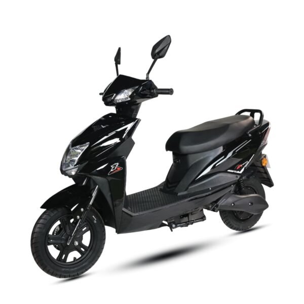 AMO Electric Scooter Single Light Lead Acid 60-70 Km Range Low Speed Non RTO in Black with Portable Charger (Black)