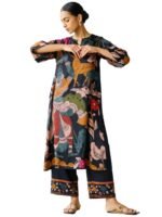 ANNI Designer Women's Rayon Viscose Straight Printed Kurta with Palazzo