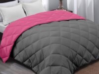AYKA Reversible Comforter 220 GSM Microfiber Reversible AC Comforter/Blanket for Winter/Quilt/Duvets for King Size Double Bed Comforter (90 * 100, Pink & Grey)| TC - 220