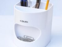 AccuPrints Pen & Pencil Holders and Stationery Organiser Holder I 3 Compartment Plastic Case Holder I Multi-Functional Storage & Display Stand for Home, Office Table Accessories (White Smile) (A5P2)