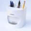 AccuPrints Pen & Pencil Holders and Stationery Organiser Holder I 3 Compartment Plastic Case Holder I Multi-Functional Storage & Display Stand for Home, Office Table Accessories (White Smile) (A5P2)